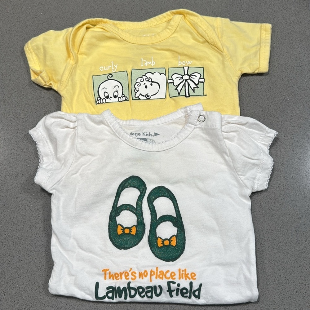 BUNDLE-2 Green Bay, Lambeau field onesies, size 6 mths